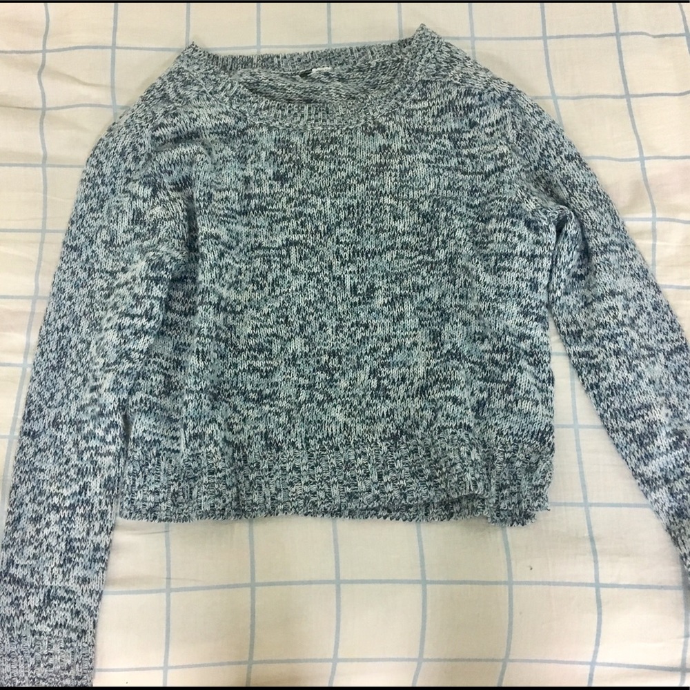 blue marled knit sweater